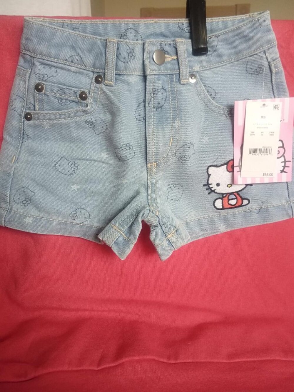 Licensed Sanrio HELLO KITTY Girls Denim Shorts Size SM / 6X NWT